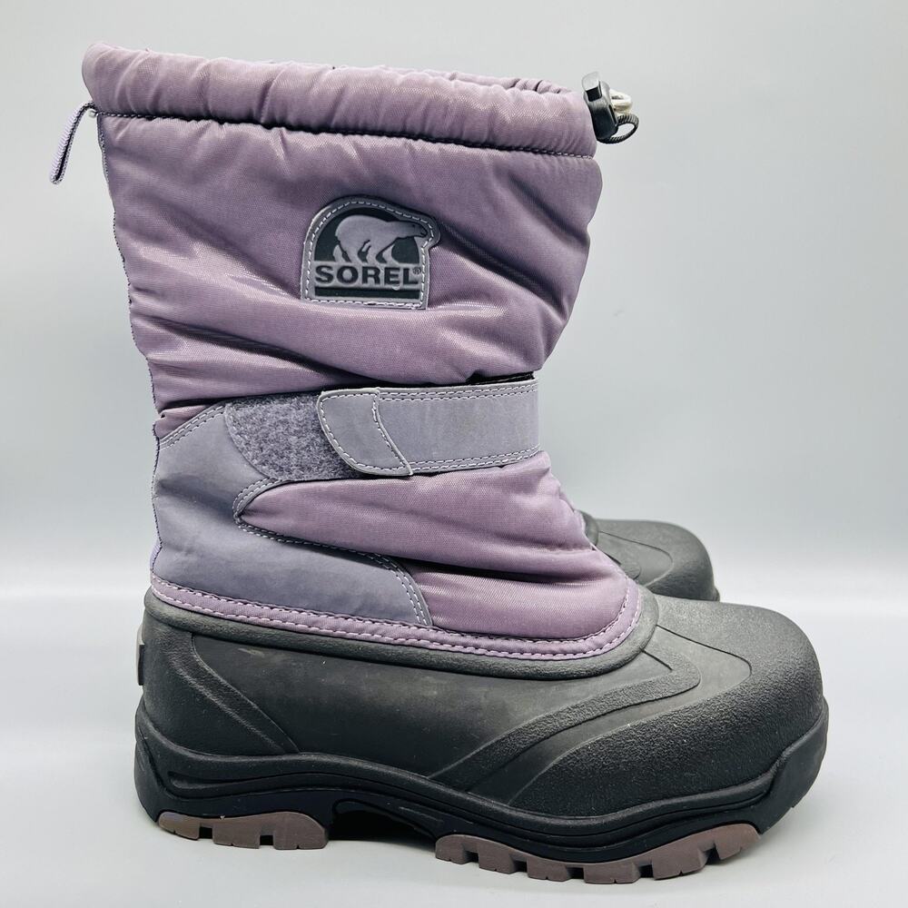 Sorel Boots Womens 7 Purple Snow Cat Strap Mid Calf Insulated Winter Snow Shoes